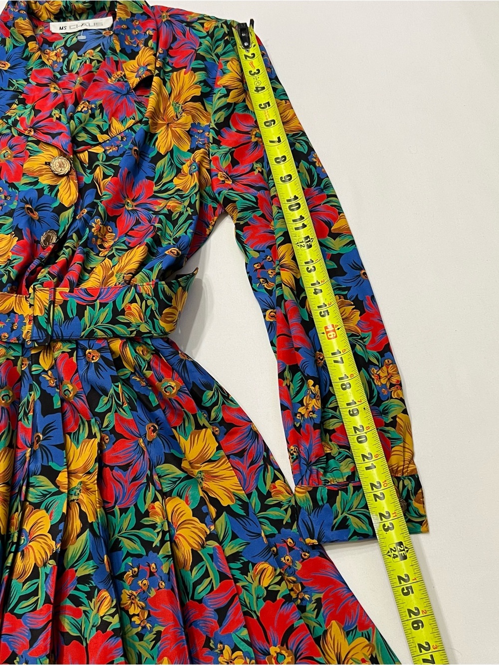 Vintage 80s Chaus Floral Plaid Secretary Dress Sz 10 Maximalist Strong Shoulder - Picture 8 of 10
